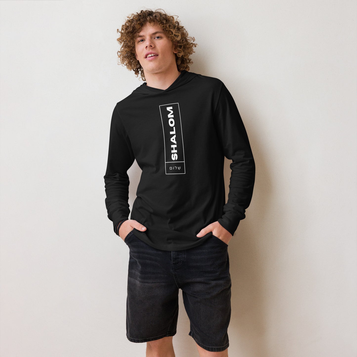 Shalom Hooded long-sleeve tee